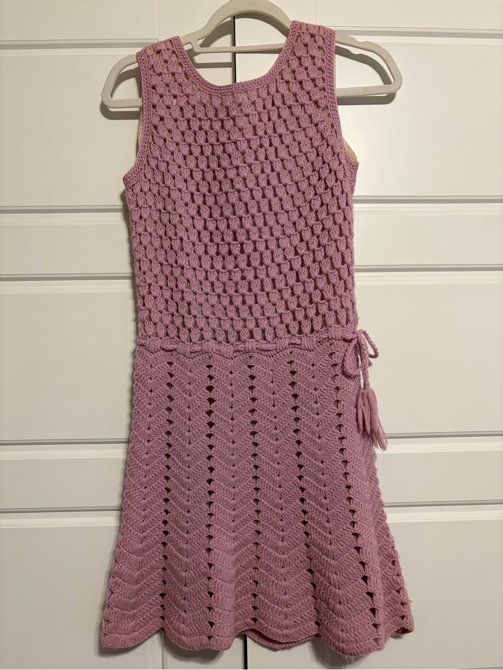 Vintage 60’s Roncelli Lilac Crochet Knit Dress - size XS